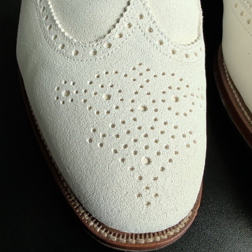 Brooks Brothers Peal & Co Mens White Buck Wingtip Oxford Shoes 11.5 D England - Picture 4 of 14